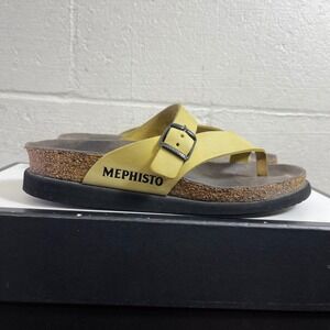 Mephisto Helen Yellow Nubuck Leather Cork Thong Sandals Women's Size 37 EU/7 US